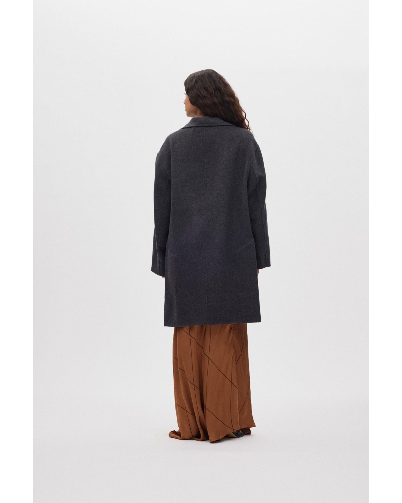 Rabens Saloner Leanna - Double felt wool coat dark grey melange