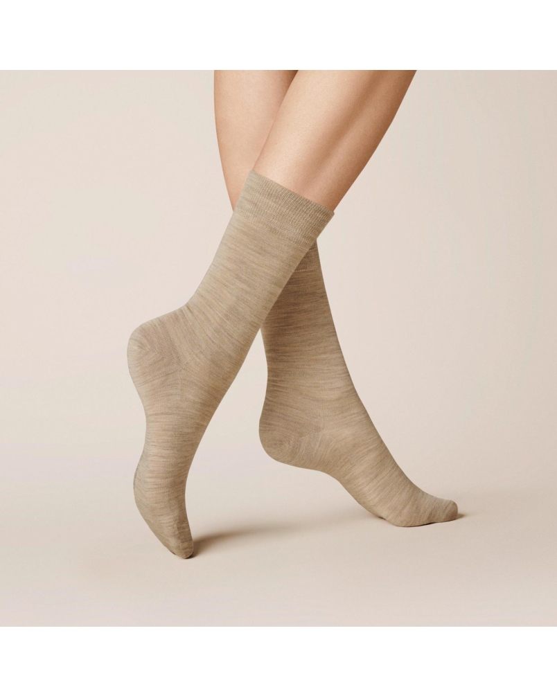Kunert Soft wool cotton socks beige-melange