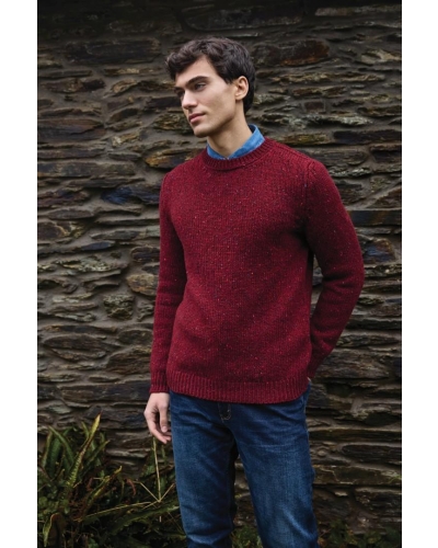 Fisherman Donegal Fleck Crew Neck Sweater cranberry