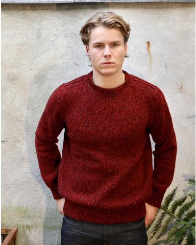 Fisherman Donegal Fleck Crew Neck Sweater cranberry