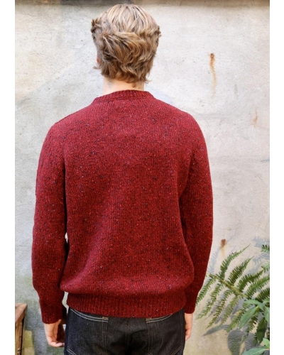 Fisherman Donegal Fleck Crew Neck Sweater cranberry