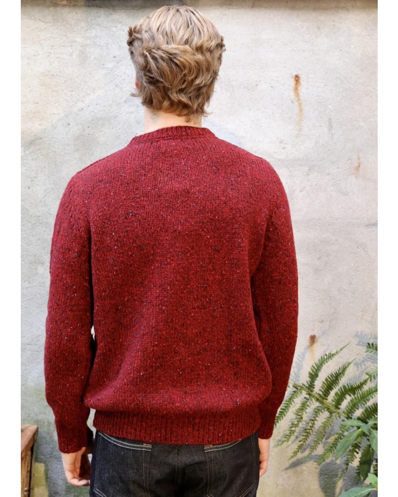 Fisherman Donegal Fleck Crew Neck Sweater cranberry