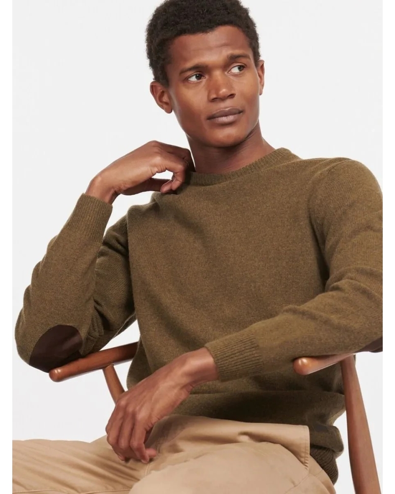 Barbour Essential patch crew neck sweater willow green