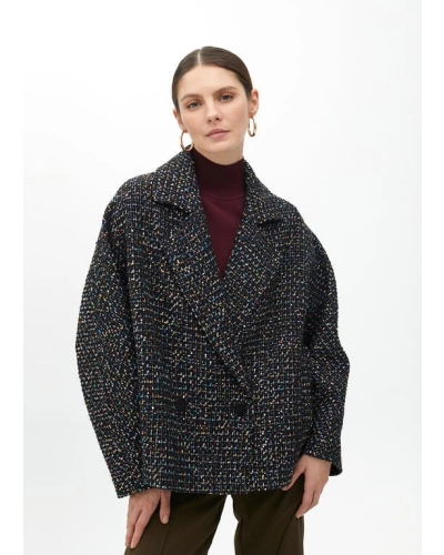MULTICOLOR TWEED JACKET negro-azul