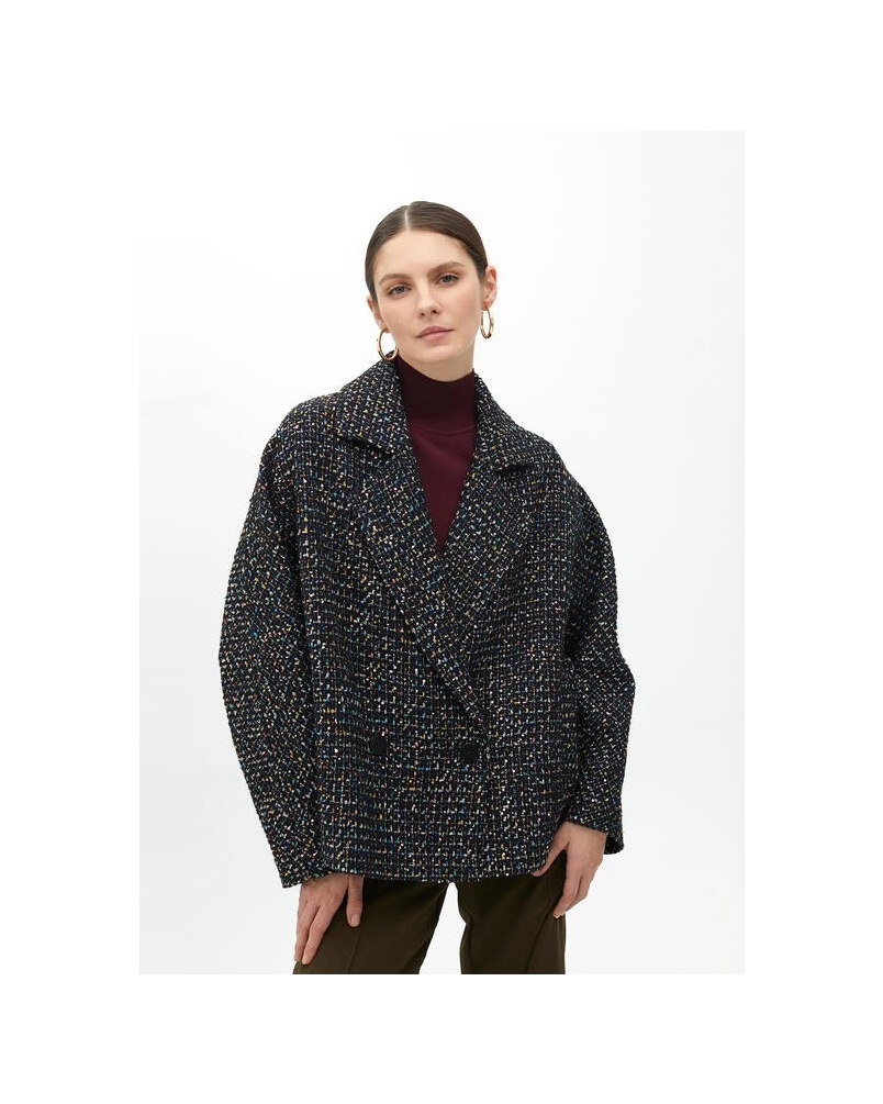 MULTICOLOR TWEED JACKET negro-azul