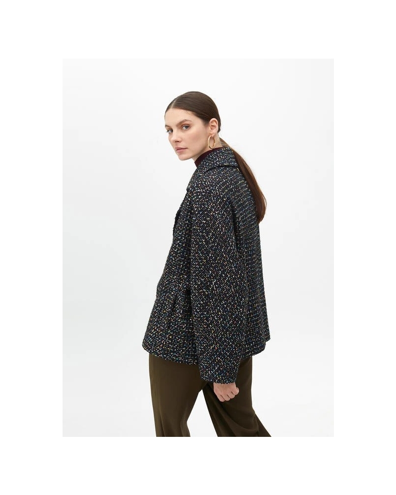 MULTICOLOR TWEED JACKET negro-azul