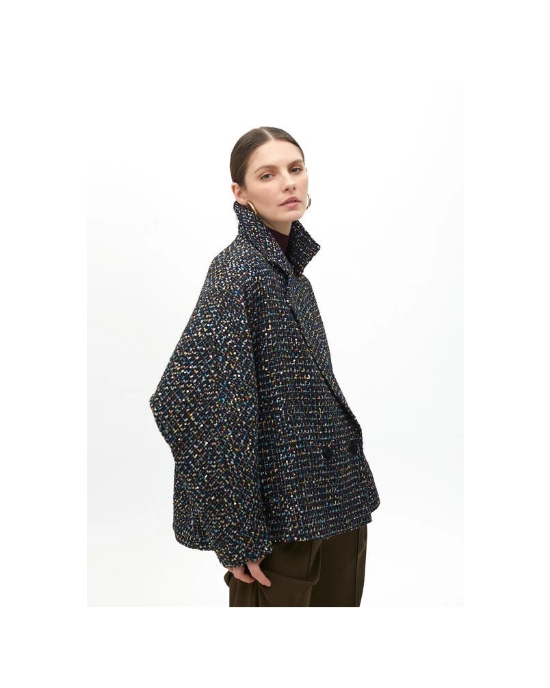MULTICOLOR TWEED JACKET negro-azul