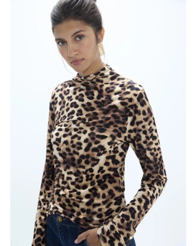 Lola Casademunt High neck leopard top marron/multicolor