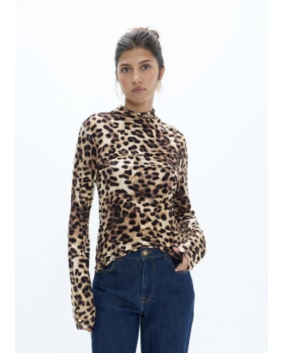 Lola Casademunt High neck leopard top marron/multicolor
