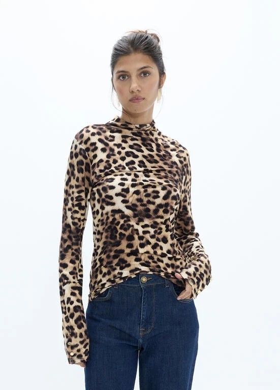 Lola Casademunt High neck leopard top marron/multicolor