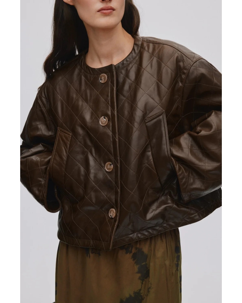 Rabens Saloner berra leather jacket olive