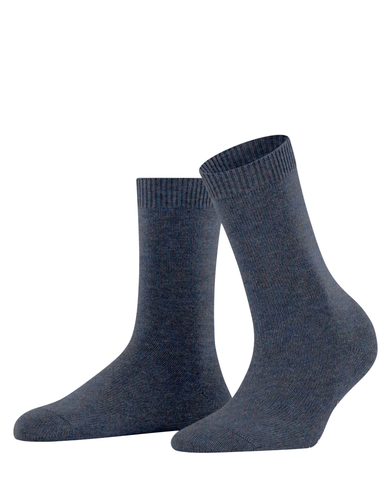 Falke Cosy Wool dames sokken dark blue melange