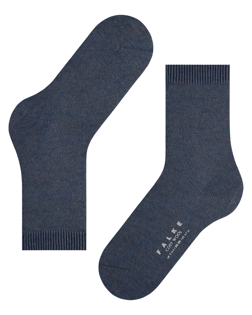 Falke Cosy Wool dames sokken dark blue melange