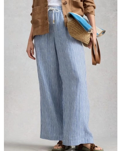 White Stuff Ally linen trousers blue mlt