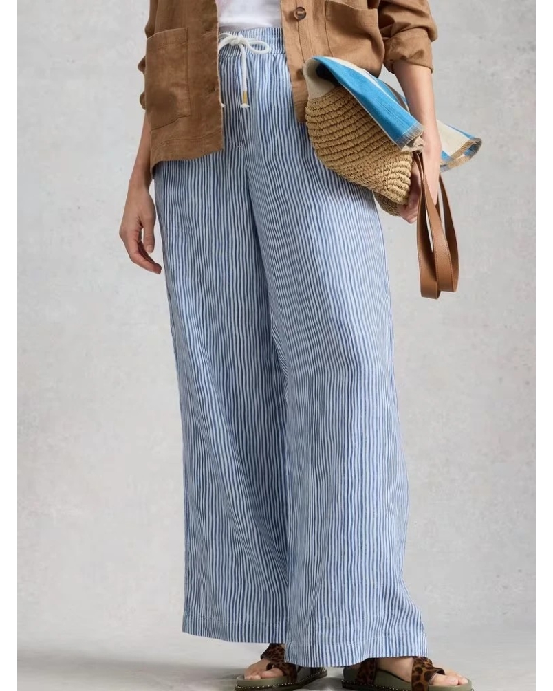 White Stuff Ally linen trousers blue mlt