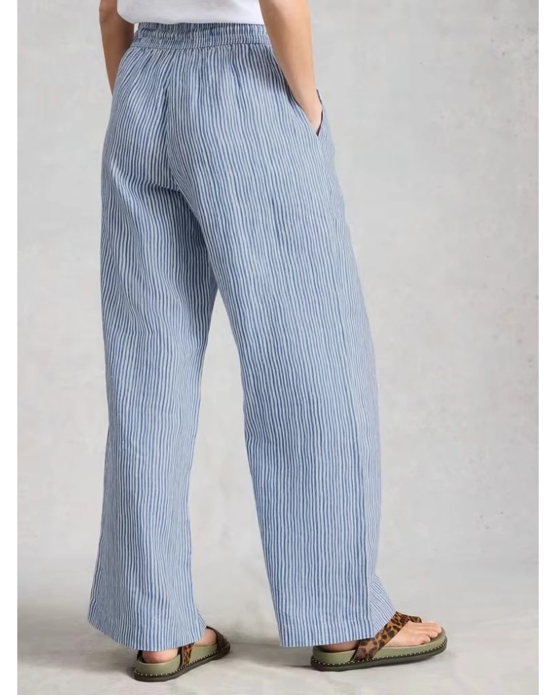 White Stuff Ally linen trousers blue mlt