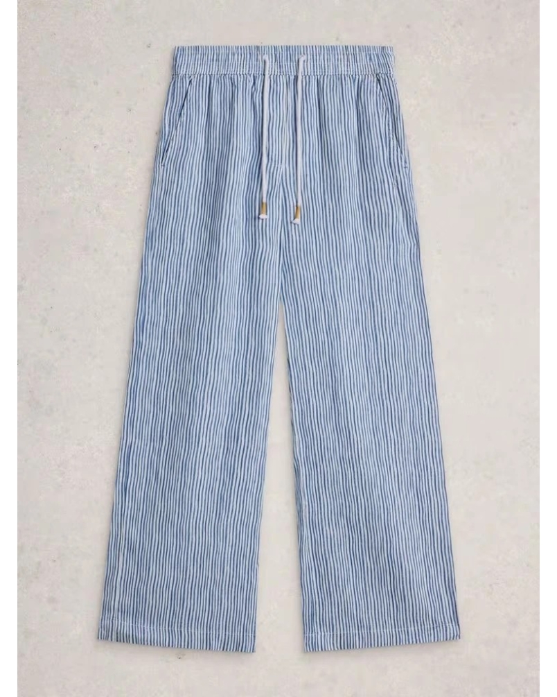 White Stuff Ally linen trousers blue mlt