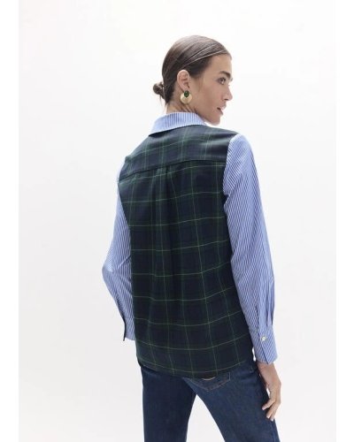 Lola Casademunt Poplin striped shirt and checked back azul-verde
