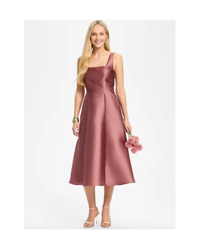 Swing Cocktail dress with square neckline blush rose