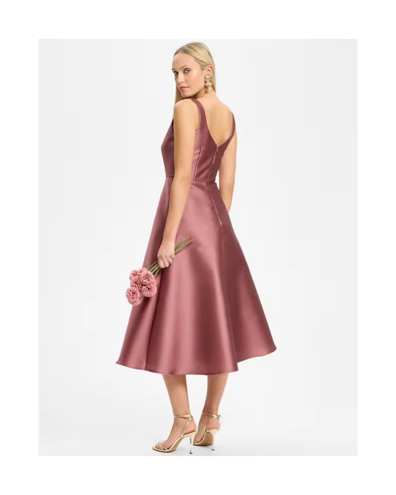 Swing Cocktail dress with square neckline blush rose