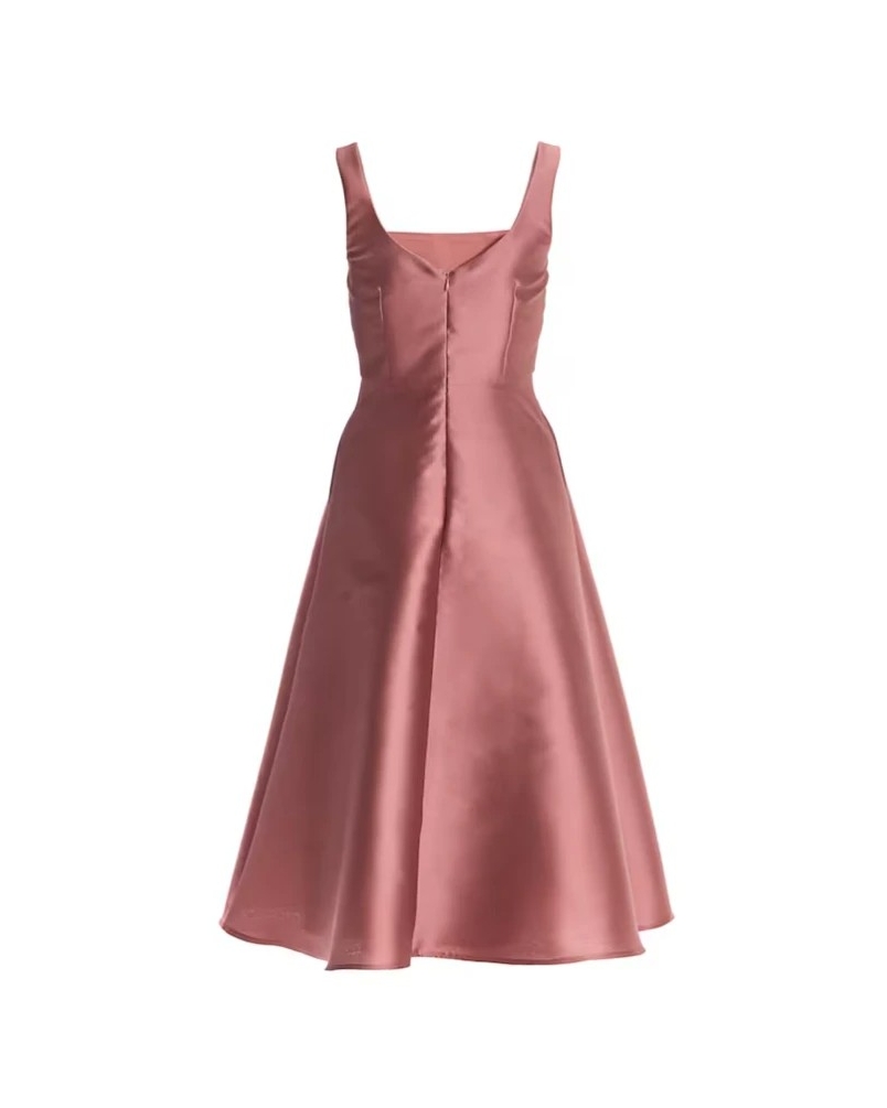Swing Cocktail dress with square neckline blush rose