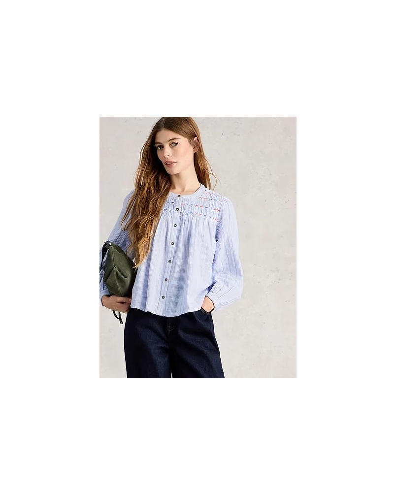 White Stuff Sammy smock top blue mlt