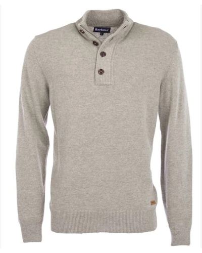 Barbour Essential elbow patch jumper stone