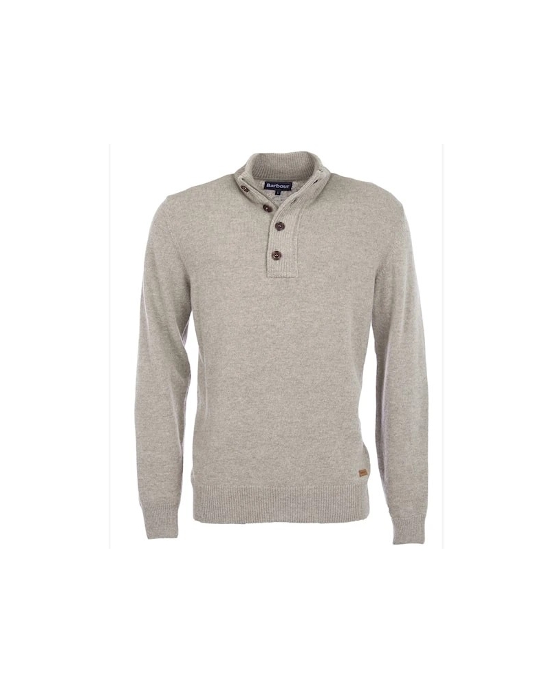 Barbour Essential elbow patch jumper stone
