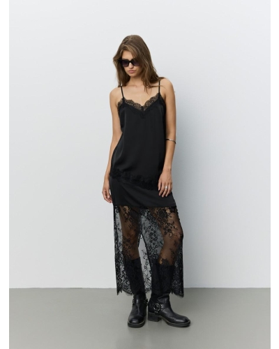 Sofie Schnoor Selene satin maxi skirt black