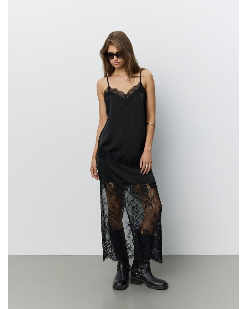 Sofie Schnoor Selene satin maxi skirt black