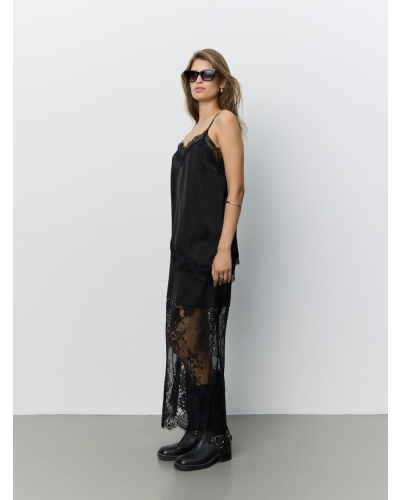 Sofie Schnoor Selene satin maxi skirt black