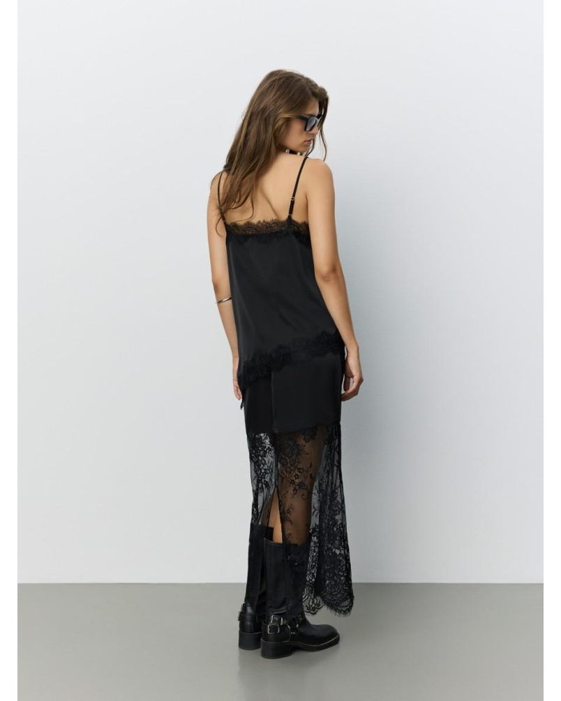 Sofie Schnoor Selene satin maxi skirt black