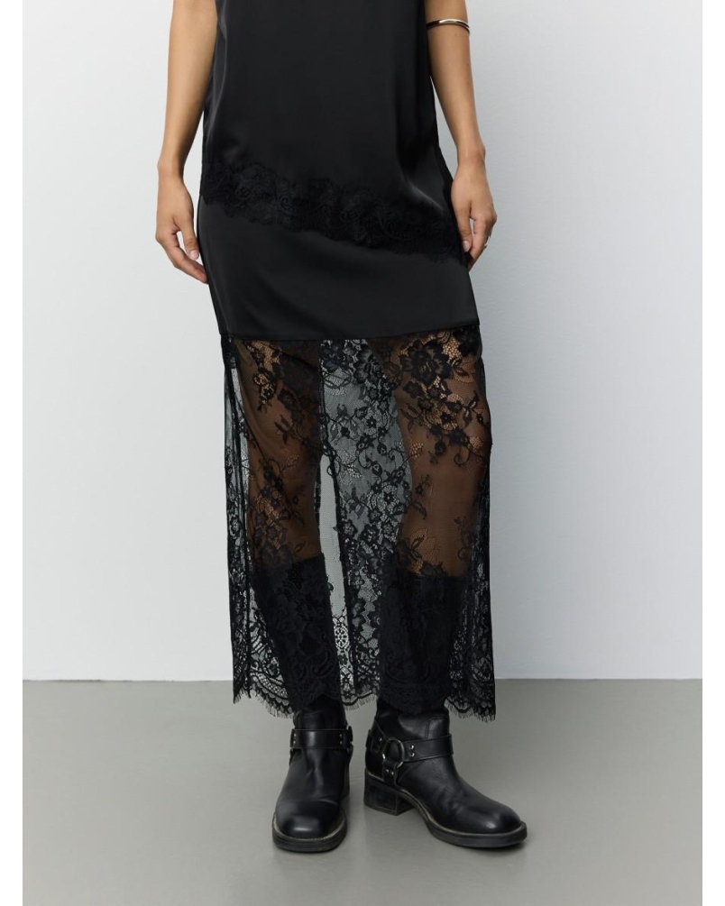 Sofie Schnoor Selene satin maxi skirt black