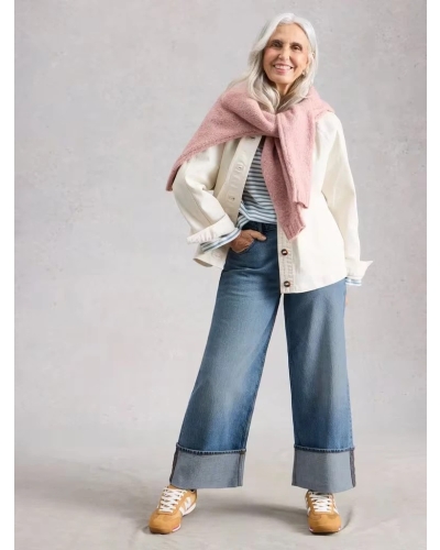 White Stuff Bailey straight turn up jean mid denim