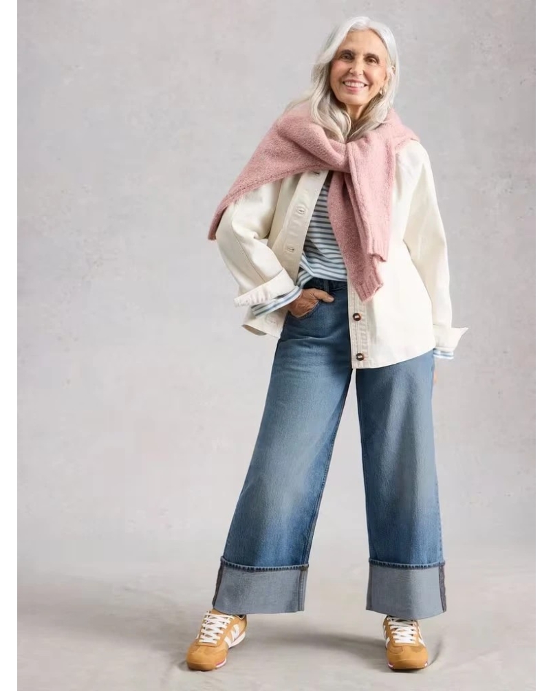 White Stuff Bailey straight turn up jean mid denim