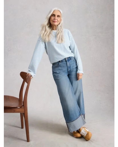White Stuff Bailey straight turn up jean mid denim