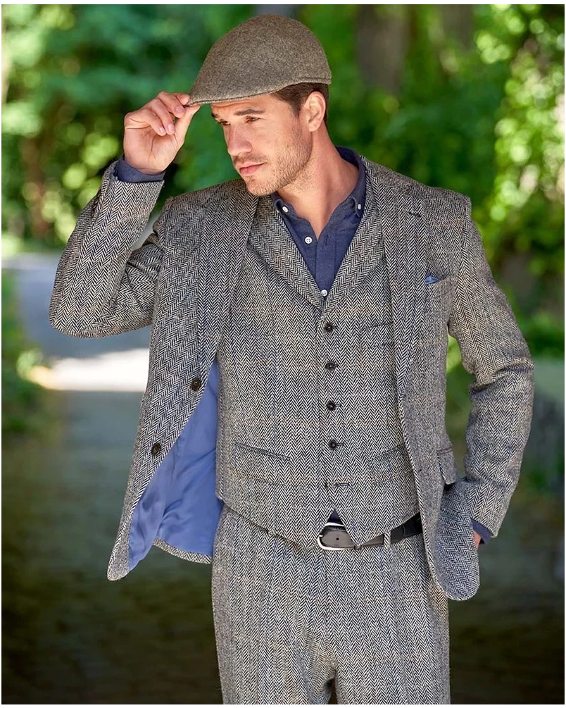 Wellington of Bilmore London grey herringbone