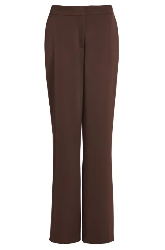 Swing Satin straight-leg trousers chocolate brown