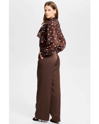 Swing Satin straight-leg trousers chocolate brown