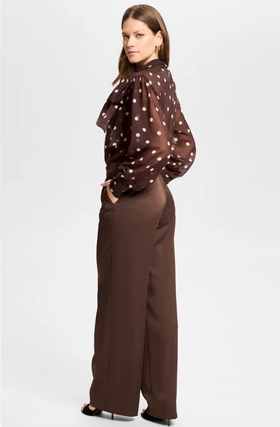 Swing Satin straight-leg trousers chocolate brown