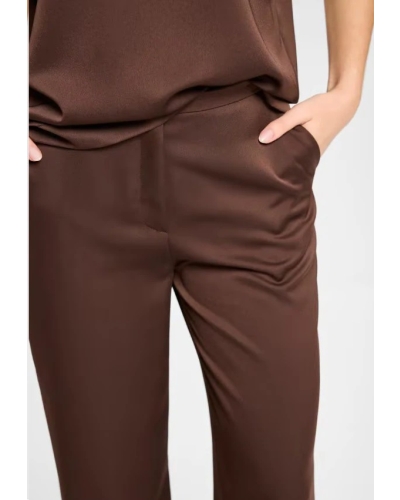 Swing Satin straight-leg trousers chocolate brown