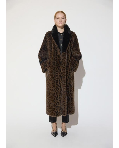 LOLA CASADEMUNT Lola Casademunt Long leopard print faux fur coat