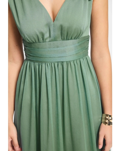 Swing Coctail dress in crinkle chiffon pistachio green