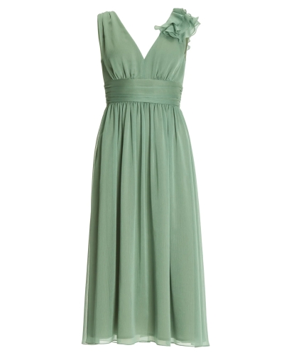 Swing Coctail dress in crinkle chiffon pistachio green