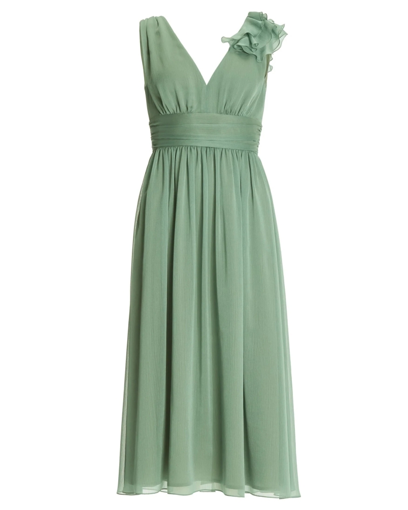 Swing Coctail dress in crinkle chiffon pistachio green