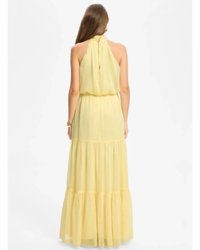 Swing Evening dress with flower pastel yellow