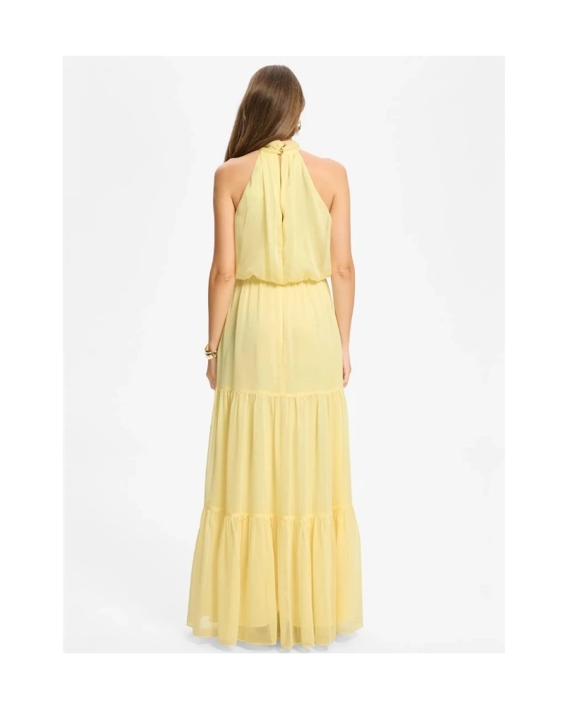 Swing Evening dress with flower pastel yellow