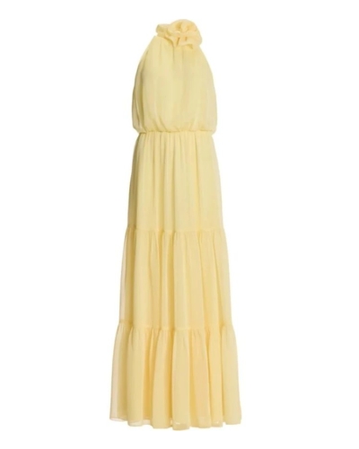 Swing Evening dress with flower pastel yellow