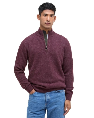 Barbour Holden half zip knitted jumper ruby marl