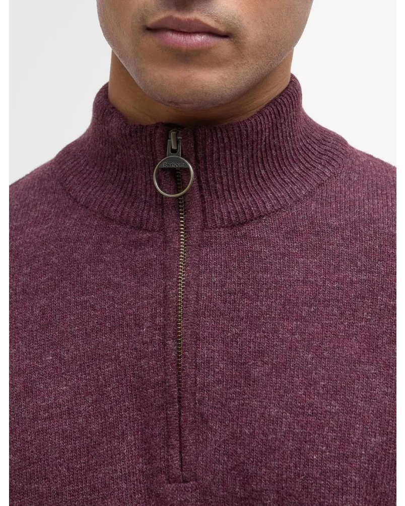 Barbour Holden half zip knitted jumper ruby marl